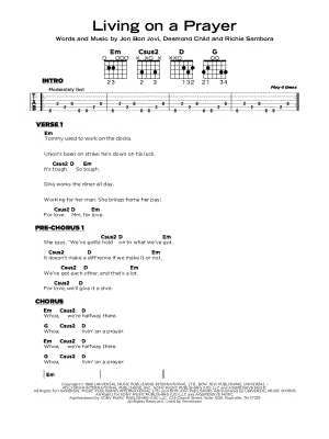 Livin' on a Prayer by Bon Jovi - Sheet Music