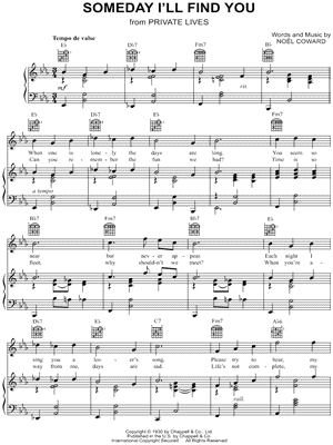 Someday I'll Find You by Noel Coward - Sheet Music
