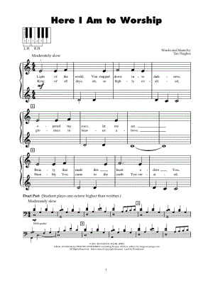 Here I Am to Worship by Tim Hughes - Sheet Music