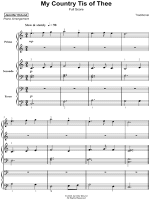 My Country Tis of Thee [beginner] by Jennifer Eklund - Sheet Music
