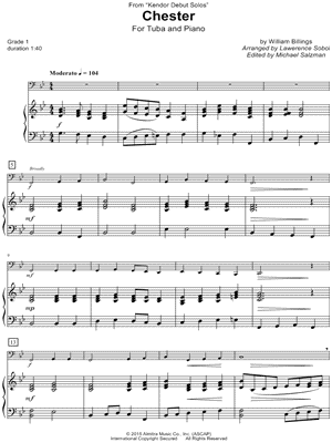 Chester - Tuba & Piano by William Billings - Sheet Music