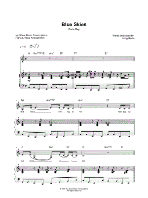Blue Skies (Doris Day) by My Sheet Music Transcriptions - Sheet Music