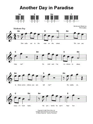 Another Day in Paradise by Phil Collins - Sheet Music