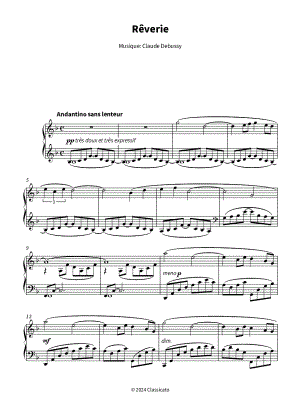 Rêverie by Claude Debussy - Sheet Music