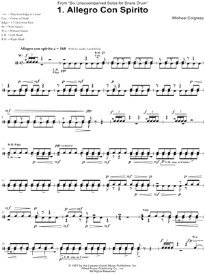 Six Unaccompanied Solos for Snare Drum: 1. Allegro Con Spirito