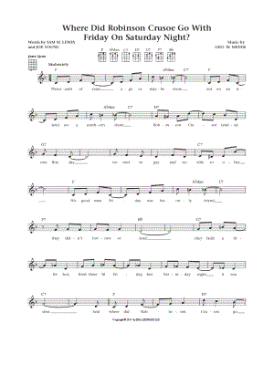 Where Did Robinson Crusoe Go With Friday on Saturday Night? by Sam M. Lewis - Sheet Music