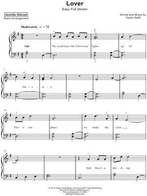 Lover [easy - full] by Jennifer Eklund - Sheet Music