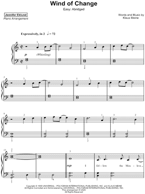 Wind of Change [easy - abridged] by Jennifer Eklund - Sheet Music