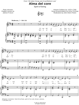 Alma del core - Medium Low by Antonio Caldara - Sheet Music