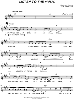 Listen to the Music by The Doobie Brothers - Sheet Music