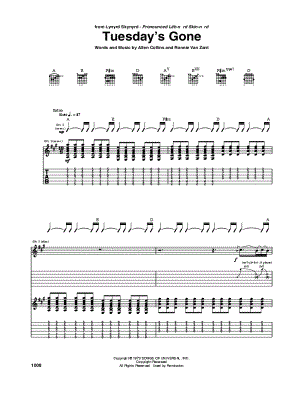 Tuesday's Gone by Lynyrd Skynyrd - Sheet Music