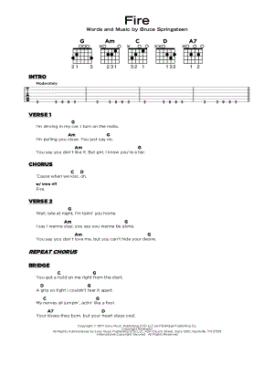 Fire by Bruce Springsteen - Sheet Music