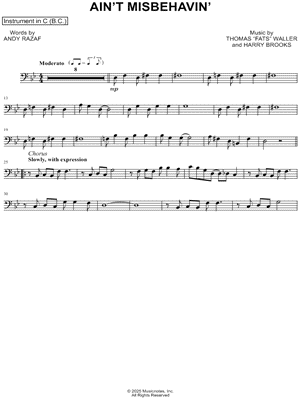 Ain't Misbehavin' - Bass Clef Instrument