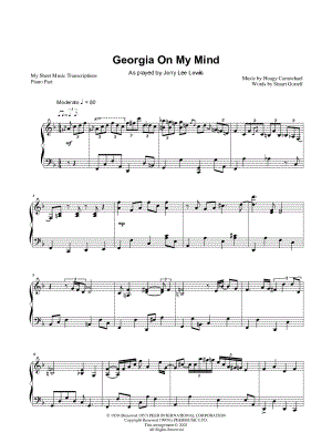Georgia on My Mind (Jerry Lee Lewis) by My Sheet Music Transcriptions - Sheet Music