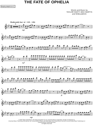 The Fate of Ophelia - C Instrument by Taylor Swift - Sheet Music
