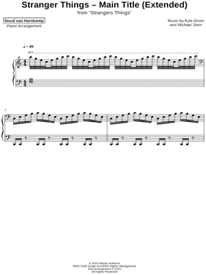 Stranger Things Main Theme (Extended) by Noud van Harskamp - Sheet Music
