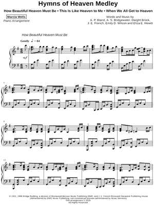 Hymns of Heaven Medley by Marcia Wells - Sheet Music