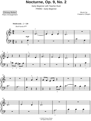Nocturne, Op. 9, No. 2 [early beginner] by Chrissy Ricker - Sheet Music