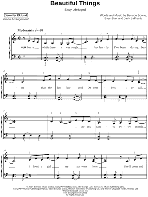 Beautiful Things [easy - abridged] by Jennifer Eklund - Sheet Music