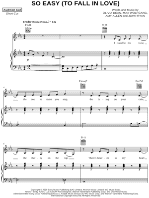 So Easy (To Fall In Love) by Olivia Dean - Sheet Music