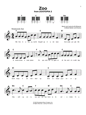 Zoo by Shakira - Sheet Music