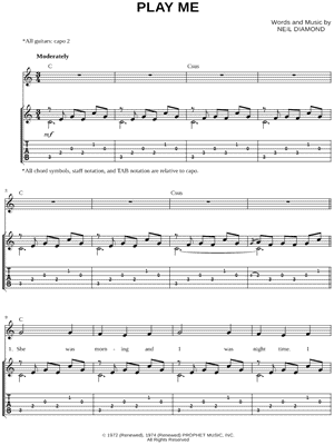 Play Me by Neil Diamond - Sheet Music