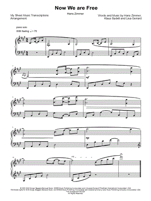 Now We Are Free (Gladiator) by My Sheet Music Transcriptions - Sheet Music