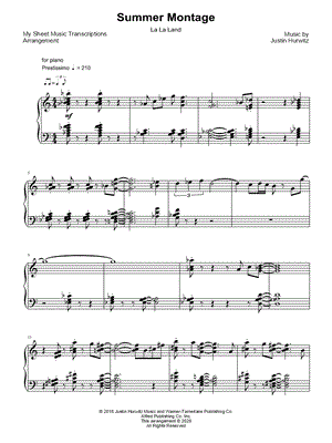 Summer Montage (La La Land) by My Sheet Music Transcriptions - Sheet Music