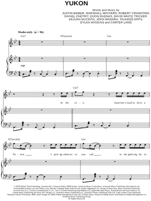 YUKON by Justin Bieber - Sheet Music