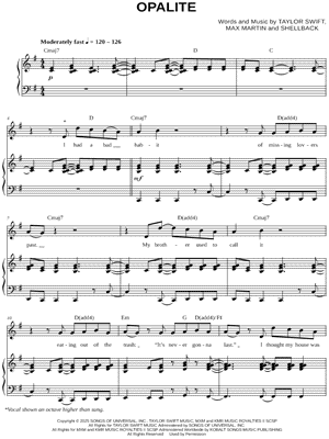 Opalite by Taylor Swift - Sheet Music