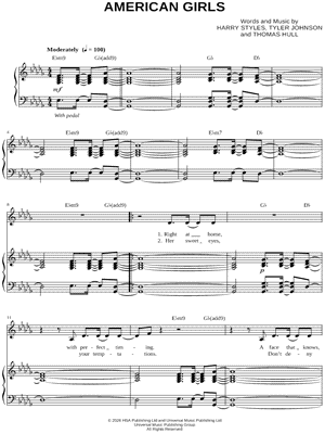 American Girls by Harry Styles - Sheet Music