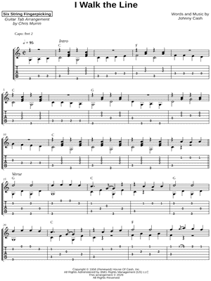 I Walk the Line by Six String Fingerpicking - Sheet Music