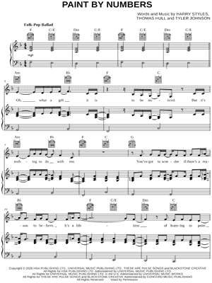 Paint By Numbers by Harry Styles - Sheet Music
