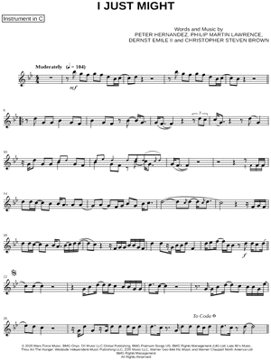 I Just Might - C Instrument by Bruno Mars - Sheet Music