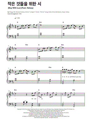 Boy with Luv by BTS feat. Halsey - Sheet Music