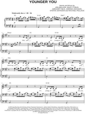 Younger You by Miley Cyrus - Sheet Music