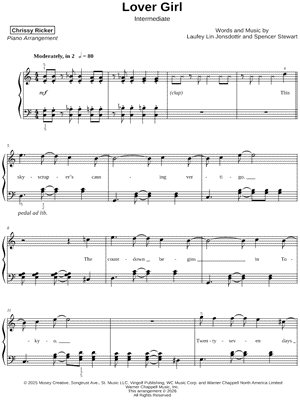 Lover Girl [intermediate] by Chrissy Ricker - Sheet Music